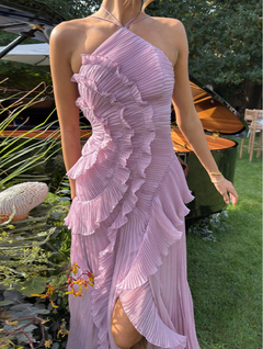 Robe LILAC, détail des volants et de l’encolure