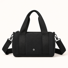 Sac de sport noir 5 L, vue de face avec anses et bandoulière