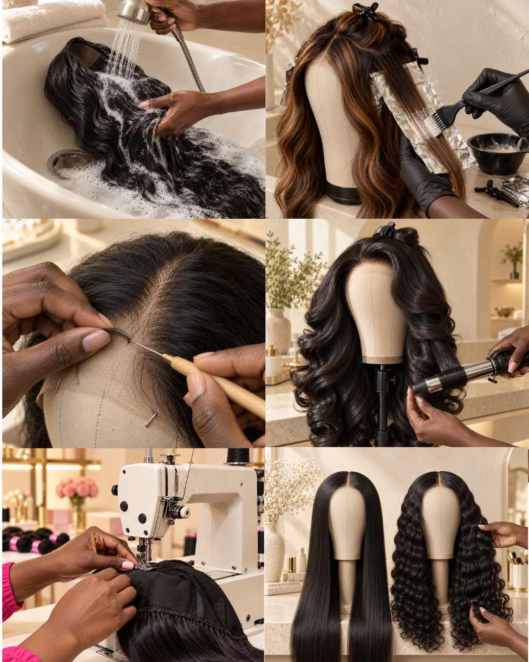 Les services SLAYZONE : entretien, coloration, remplissage de lace, coiffure, confection à la machine et changement de texture.