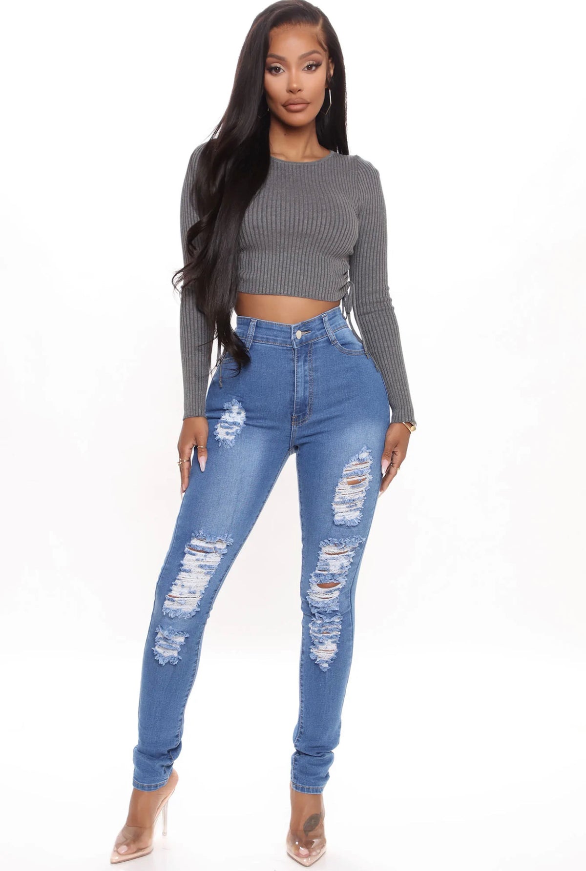 Jeans distressed LOLITA (2 couleurs)